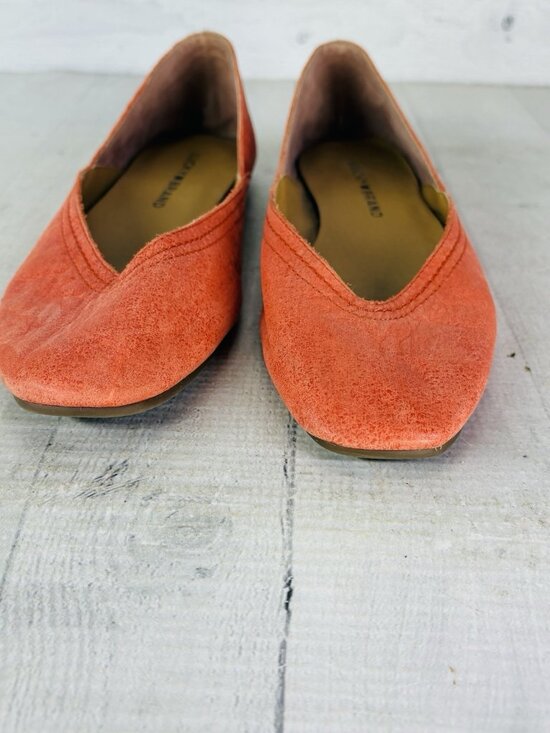 Lucky Brand ALBA Grenadine Hard Rock Orange Leather Square Toe Flat Shoe Sz 6 M - Picture 8 of 16